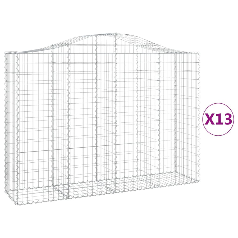 Arched Gabion Baskets 13 pcs 200x50x140/160 cm Galvanised Iron