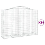 Arched Gabion Baskets 14 pcs 200x50x140/160 cm Galvanised Iron - Front View
