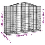 Arched Gabion Baskets 14 pcs 200x50x140/160 cm Galvanised Iron - Rear View