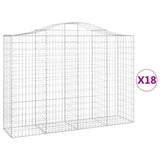 Arched Gabion Baskets 18 pcs 200x50x140/160 cm Galvanised Iron - Front View