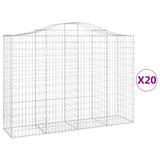 Arched Gabion Baskets 20 pcs 200x50x140/160 cm Galvanised Iron - Front View