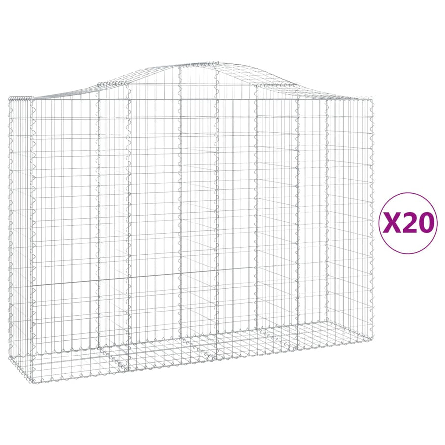 Arched Gabion Baskets 20 pcs 200x50x140/160 cm Galvanised Iron