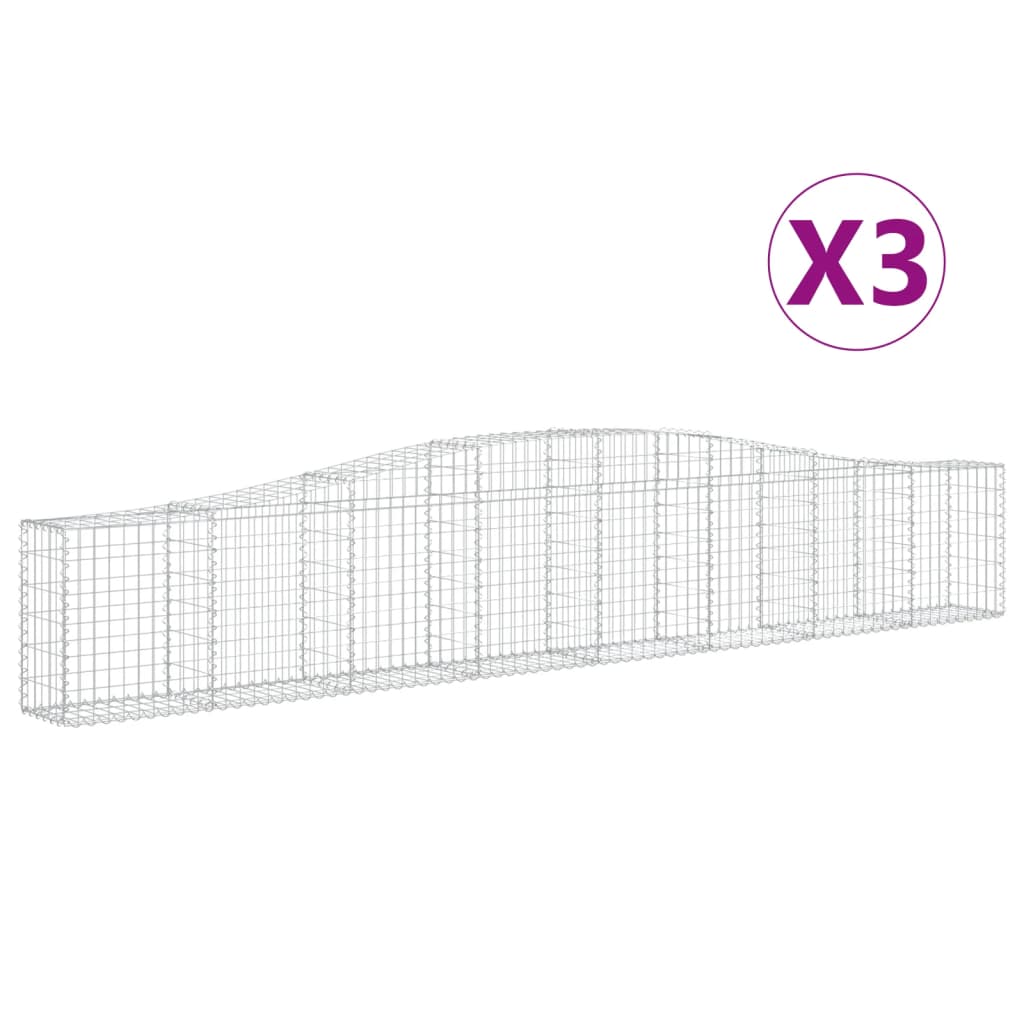 Arched Gabion Baskets 3 pcs 400x30x60/80 cm Galvanised Iron