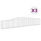 Arched Gabion Baskets 3 pcs 400x30x60/80 cm Galvanised Iron - Front View
