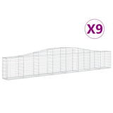 Arched Gabion Baskets 9 pcs 400x30x60/80 cm Galvanised Iron - Front View