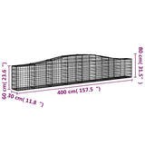 Arched Gabion Baskets 9 pcs 400x30x60/80 cm Galvanised Iron - Rear View
