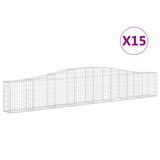 Arched Gabion Baskets 15 pcs 400x30x60/80 cm Galvanised Iron - Front View
