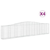 Arched Gabion Baskets 4 pcs 400x30x80/100 cm Galvanised Iron - Front View