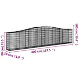 Arched Gabion Baskets 6 pcs 400x30x80/100 cm Galvanised Iron - Rear View