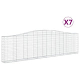Arched Gabion Baskets 7 pcs 400x30x100/120 cm Galvanised Iron - Front View