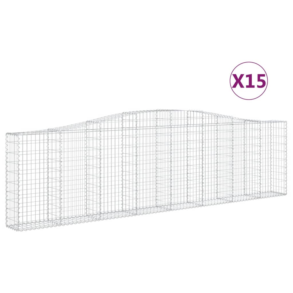 Arched Gabion Baskets 15 pcs 400x30x100/120 cm Galvanised Iron