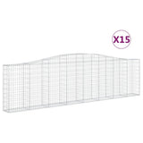 Arched Gabion Baskets 15 pcs 400x30x100/120 cm Galvanised Iron - Front View