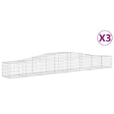 Arched Gabion Baskets 3 pcs  400x50x40/60 cm Galvanised Iron - Front View