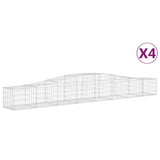 Arched Gabion Baskets 4 pcs 400x50x40/60 cm Galvanised Iron - Front View