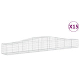 Arched Gabion Baskets 15 pcs 400x50x40/60 cm Galvanised Iron - Front View