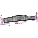 Arched Gabion Baskets 20 pcs 400x50x40/60 cm Galvanised Iron - Rear View