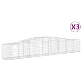 Arched Gabion Baskets 3 pcs  400x50x60/80 cm Galvanised Iron - Front View