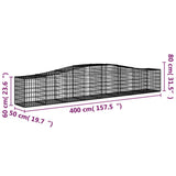 Arched Gabion Baskets 10 pcs 400x50x60/80 cm Galvanised Iron - Rear View