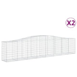 Arched Gabion Baskets 2 pcs 400x50x80/100 cm Galvanised Iron - Front View