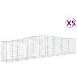 Arched Gabion Baskets 5 pcs 400x50x80/100 cm Galvanised Iron - Front View
