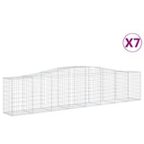Arched Gabion Baskets 7 pcs 400x50x80/100 cm Galvanised Iron - Front View