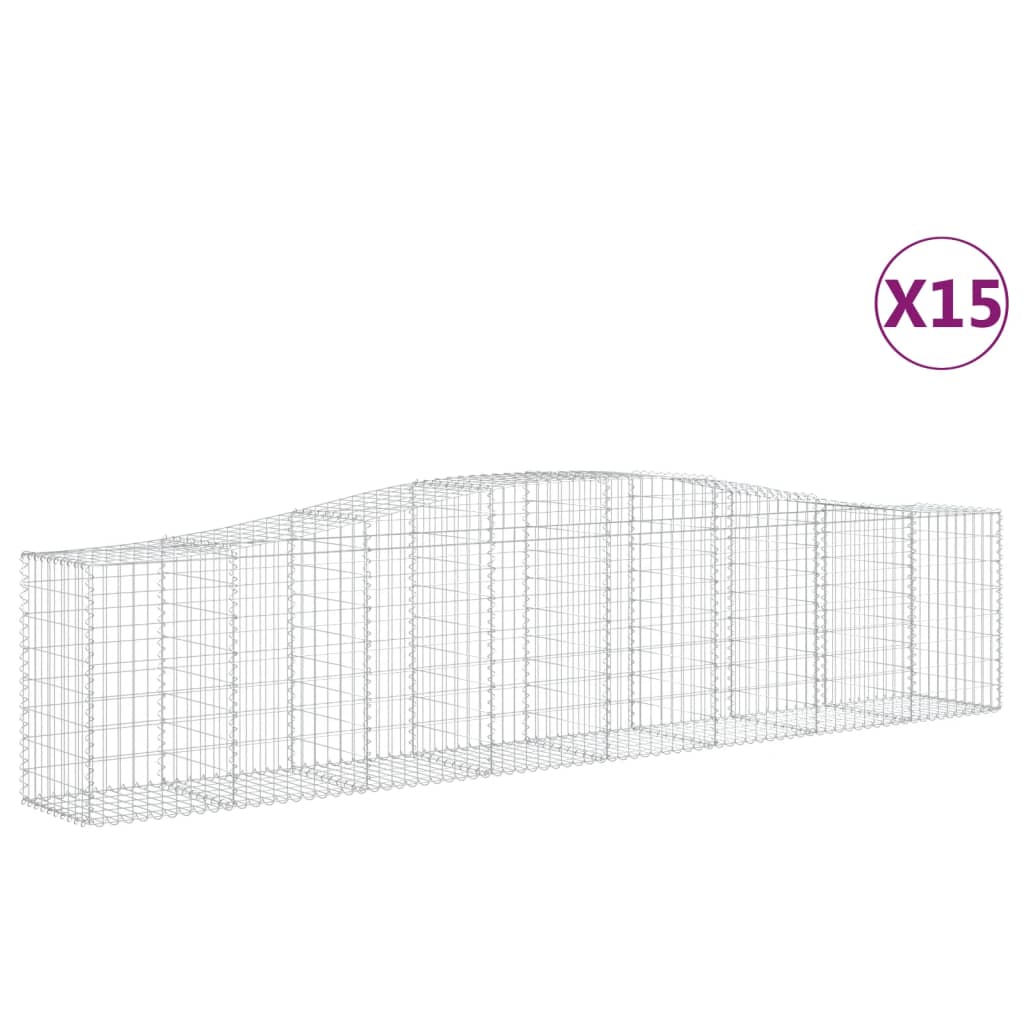 Arched Gabion Baskets 15 pcs 400x50x80/100 cm Galvanised Iron