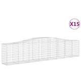 Arched Gabion Baskets 15 pcs 400x50x80/100 cm Galvanised Iron
