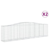 Arched Gabion Baskets 2 pcs 400x50x100/120 cm Galvanised Iron - Front View