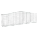 Arched Gabion Baskets 2 pcs 400x50x100/120 cm Galvanised Iron - Top-Down View