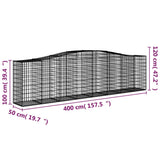 Arched Gabion Baskets 4 pcs 400x50x100/120 cm Galvanised Iron