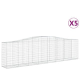 Arched Gabion Baskets 5 pcs 400x50x100/120 cm Galvanised Iron - Front View