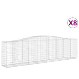 Arched Gabion Baskets 8 pcs 400x50x100/120 cm Galvanised Iron - Front View