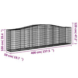 Arched Gabion Baskets 9 pcs 400x50x100/120 cm Galvanised Iron