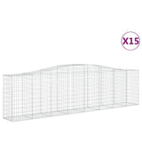 Arched Gabion Baskets 15 pcs 400x50x100/120 cm Galvanised Iron - Front View