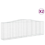 Arched Gabion Baskets 2 pcs 400x50x120/140 cm  Galvanised Iron - Front View
