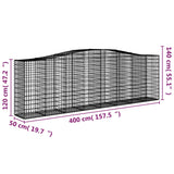 Arched Gabion Baskets 4 pcs 400x50x120/140 cm  Galvanised Iron - Rear View
