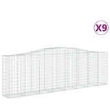 Arched Gabion Baskets 9 pcs 400x50x120/140 cm Galvanised Iron - Front View