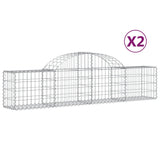 Arched Gabion Baskets 2 pcs 200x30x40/60 cm Galvanised Iron - Front View