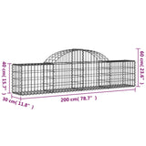 Arched Gabion Baskets 3 pcs 200x30x40/60 cm Galvanised Iron - Rear View