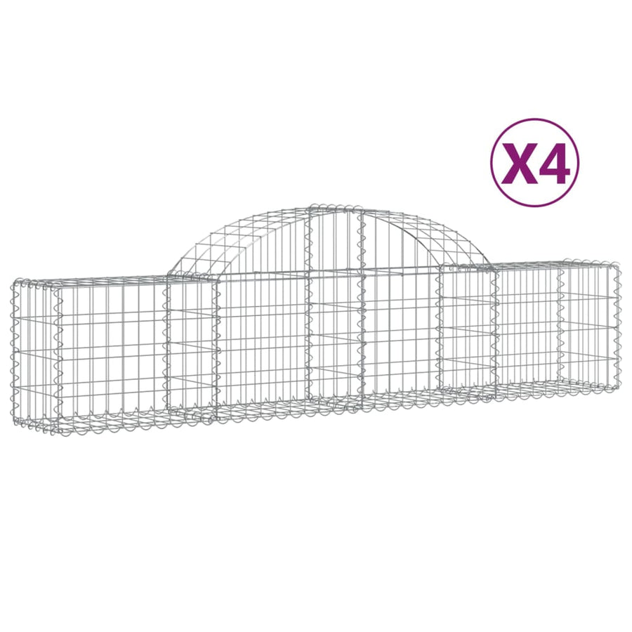 Arched Gabion Baskets 4 pcs 200x30x40/60 cm Galvanised Iron