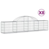 Arched Gabion Baskets 8 pcs 200x30x40/60 cm Galvanised Iron - Front View