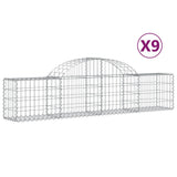 Arched Gabion Baskets 9 pcs 200x30x40/60 cm Galvanised Iron - Front View