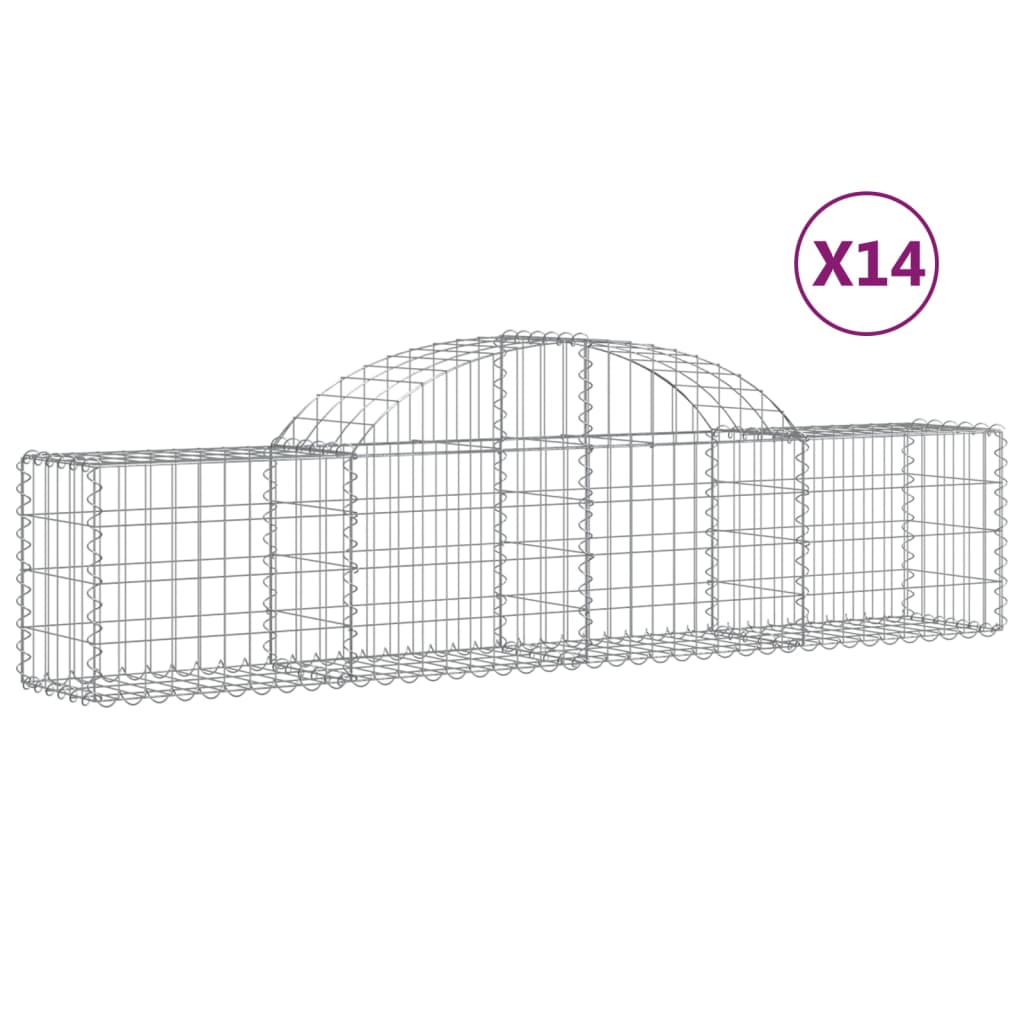 Arched Gabion Baskets 14 pcs 200x30x40/60 cm Galvanised Iron