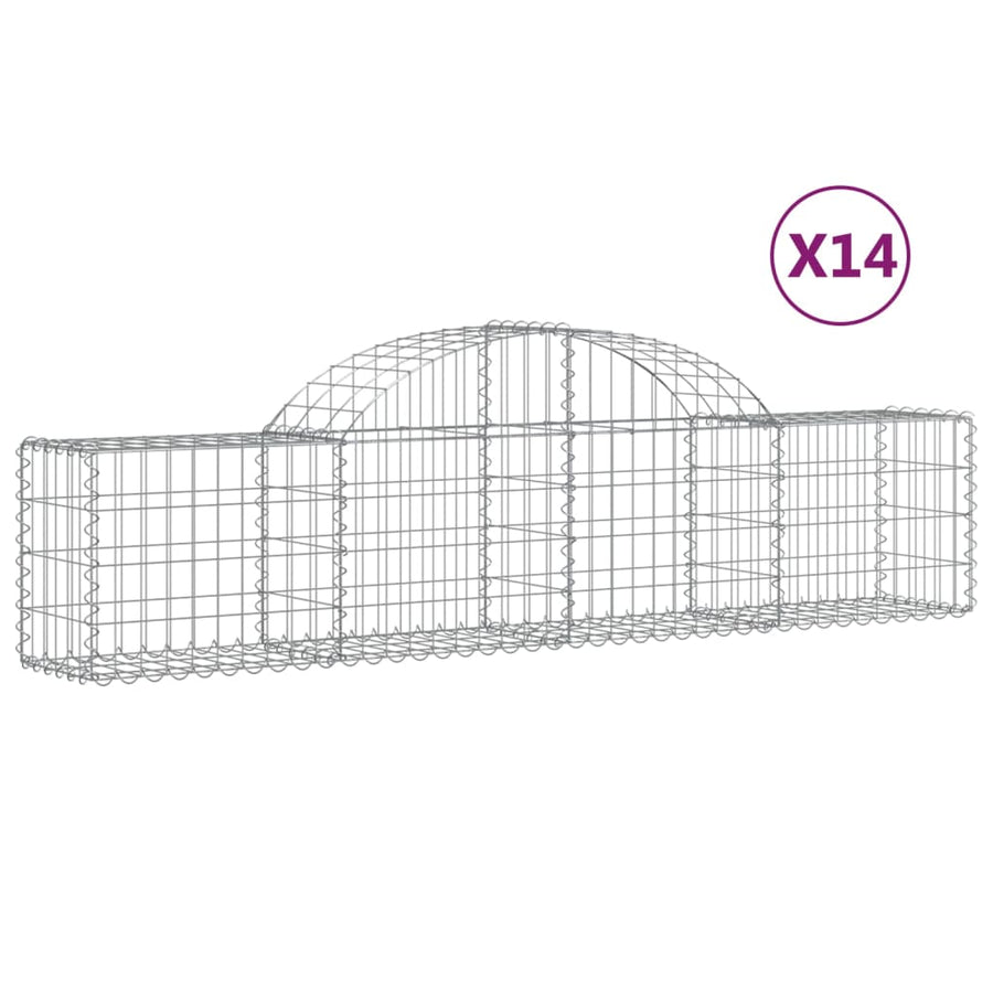 Arched Gabion Baskets 14 pcs 200x30x40/60 cm Galvanised Iron
