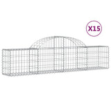 Arched Gabion Baskets 15 pcs 200x30x40/60 cm Galvanised Iron - Front View