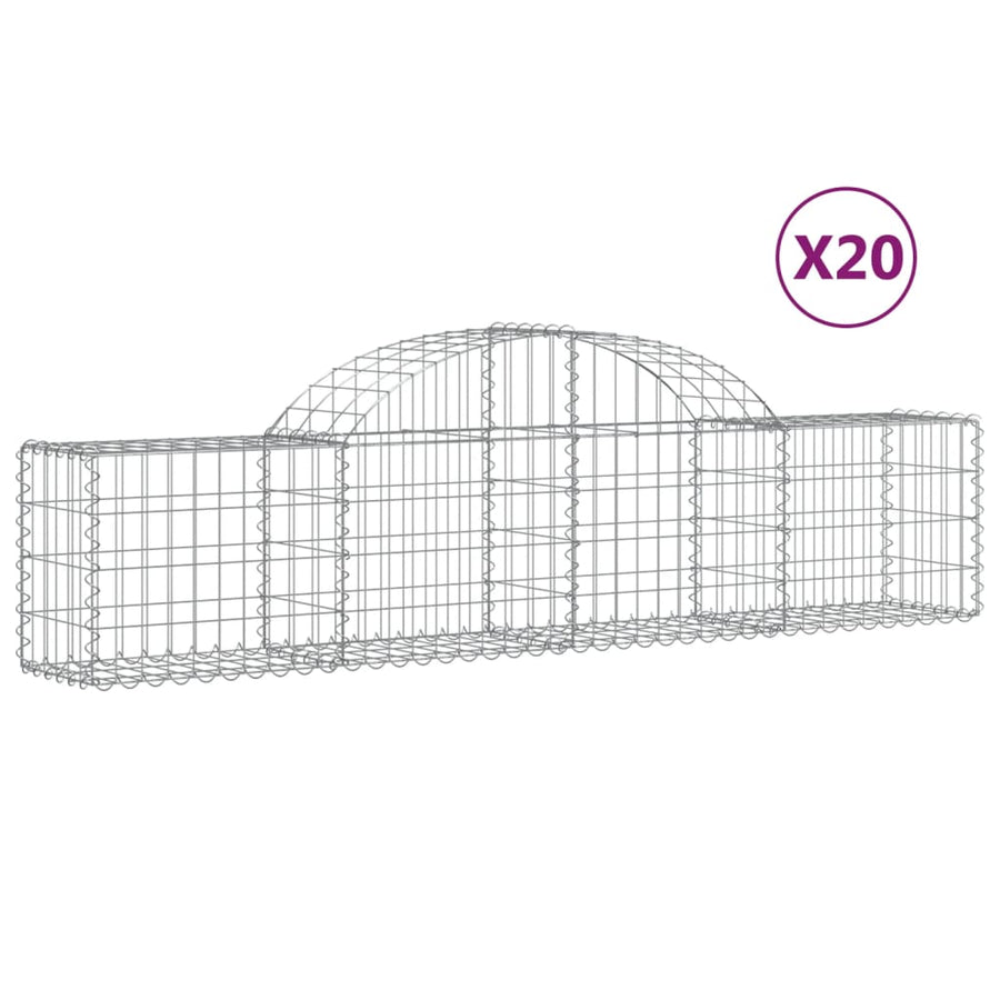 Arched Gabion Baskets 20 pcs 200x30x40/60 cm Galvanised Iron