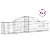 Arched Gabion Baskets 25 pcs 200x30x40/60 cm Galvanised Iron - Front View