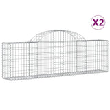 Arched Gabion Baskets 2 pcs 200x30x60/80 cm Galvanised Iron - Front View