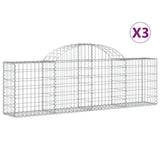 Arched Gabion Baskets 3 pcs 200x30x60/80 cm Galvanised Iron - Front View