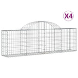 Arched Gabion Baskets 4 pcs 200x30x60/80 cm Galvanised Iron - Front View